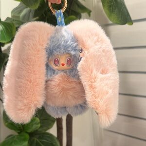 Adorable Plush Bunny Keychain - Pink and Blue